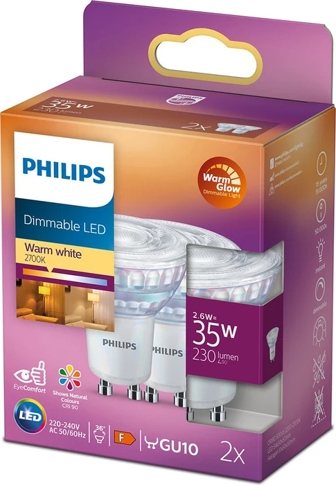 Philips Classic LED Reflektor GU10 2.6W dimmbar, 2 Stück