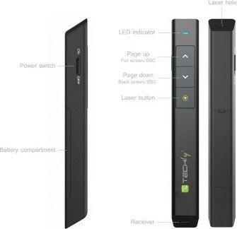 Techly ITC-LASER26 Wireless Presenter mit Laserpointer schwarz, USB-A (103472) – Bild 2 von 6