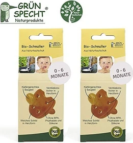 Grünspecht Bio-Schnuller, 0-6M, Naturkautschuk, 2 Stück