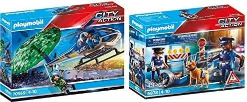 playmobil City Action Polizei-Hubschrauber Fallschirm-Verfolgung