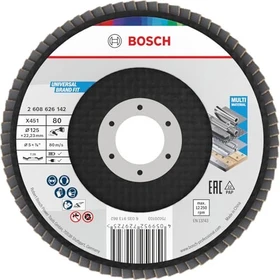 Bosch Professional X451 Fächerschleifscheibe T29 K80, 125x22.23mm, 15 Stück