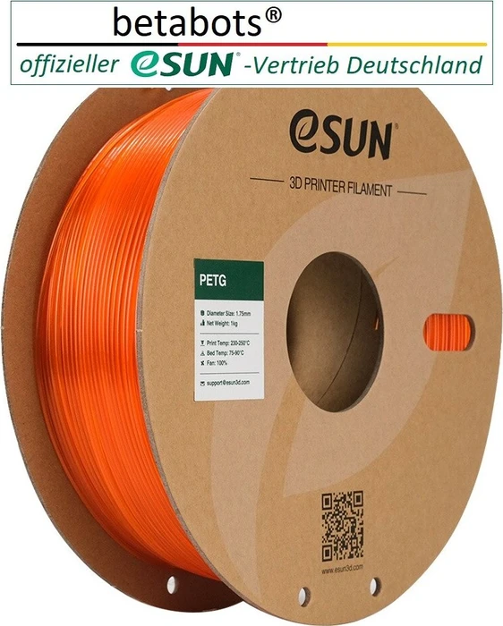 eSUN PETG, Translucent Orange, Spule, 1.75mm, 1.00kg