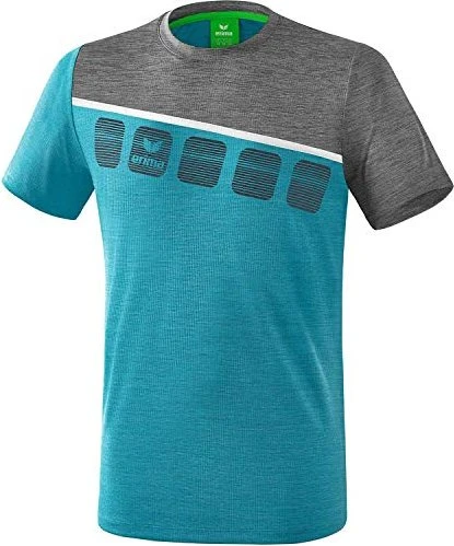 Erima 5-C Funktionsshirt kurzarm oriental blue melange/grey melange/white (Herren)
