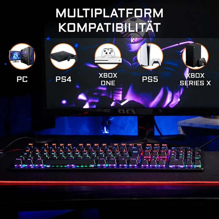 The G-Lab Keyz Carbon V3 Gaming Tastatur, LEDs RGB, BLUE Switches, USB, DE