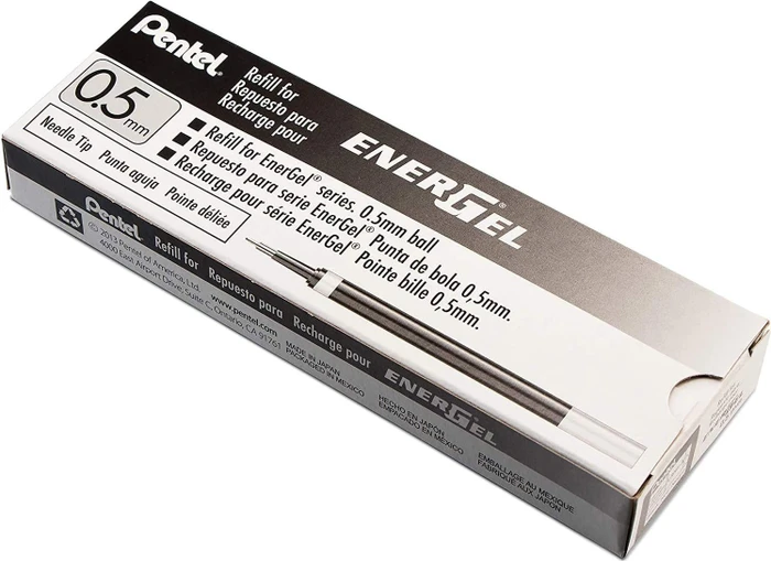 Pentel EnerGel Roller Pen LRN5-AX, Tintenrollermine 0.25mm (0.5mm Ball) schwarz, 12er-Pack