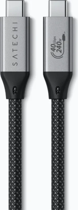 Satechi USB4 Pro Kabel, 40Gb/s, 240W PD, USB-C Stecker auf USB-C Stecker, Space Grey, 120cm