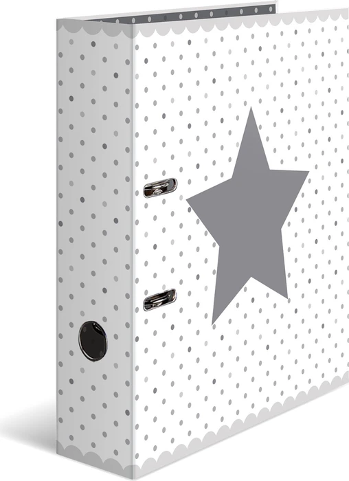 Herma Ordner 2-Ring mit Motiv, 70mm, A4, Stars Weiß gepunktet, 10er-Pack
