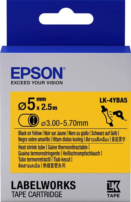 Epson LK-4YBA5 Schrumpfschlauch, 5mm, schwarz/gelb