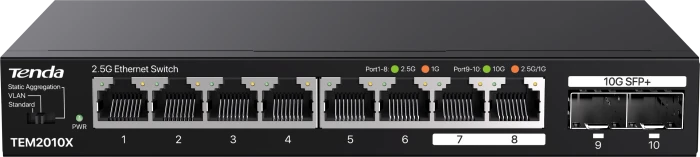 Tenda TEM2000 Desktop 2.5G Switch, 8x RJ-45, 2x SFP+