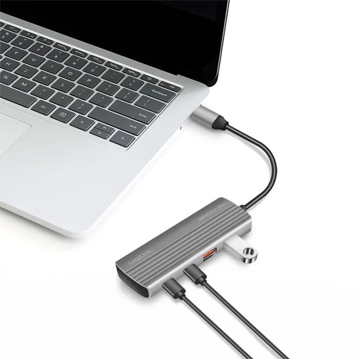 LogiLink Ultra-Slim USB-Hub, 2x USB-C 3.1/2x USB-A 3.1, USB-C 3.1 [Stecker]