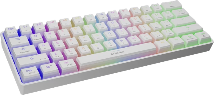 Genesis Thor 660 Wireless, PBT, weiß, LEDs RGB, Gateron RED, USB/Bluetooth, US