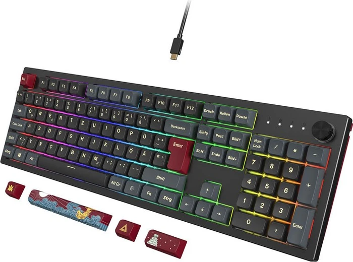 Montech MKey, Darkness, Fullsize, LEDs RGB, hot-swap, Gateron G Pro 2.0 BROWN, USB, DE