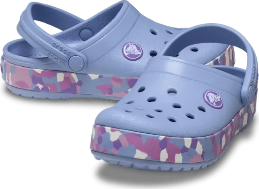 Crocs Toddler Crocband Glow Confetti Band Clog blue haze/multi (Junior)