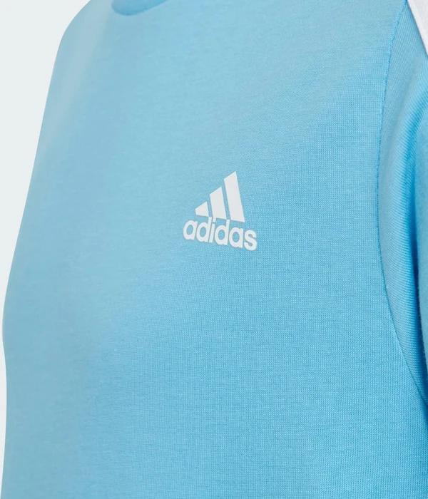 adidas Essentials 3-Streifen Cotton T-Shirt kurzarm semi blue burst/white (Junior)