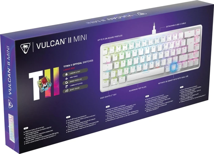 Turtle Beach Vulcan II Mini, weiß, LEDs RGB, TITAN II OPTICAL RED, USB, DE
