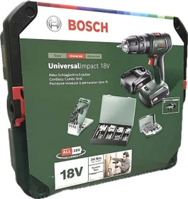 Bosch DIY UniversalImpact 18V Systembox Akku-Schlagbohrschrauber inkl. Koffer + 2 Akkus 1.5/2.5Ah + Zubehör