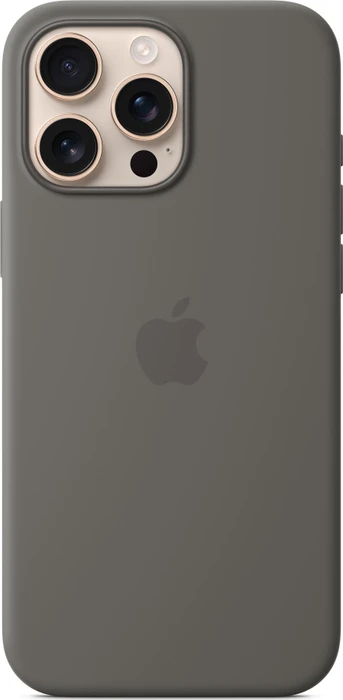 Apple Silikon Case mit MagSafe für iPhone 16 Pro Max steingrau