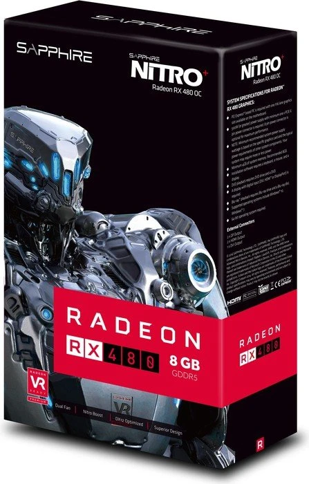 Sapphire Nitro+ Radeon RX 480 8G D5 OC, 8GB GDDR5, DVI, 2x HDMI, 2x DP, lite retail