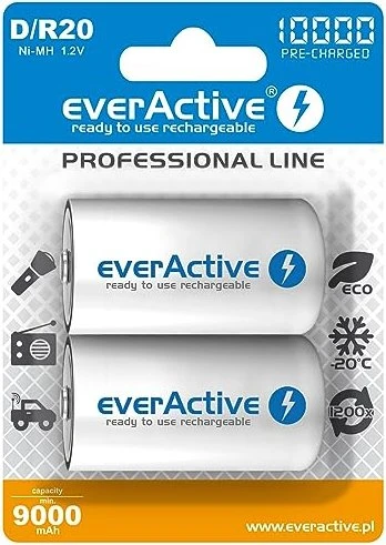 everActive Professional Line Mono D NiMH 10000mAh, 2er-Pack