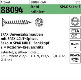 Spax brüniert C1A 4CUT PZ2 Universalschraube, 4.5x80mm, 200 Stück