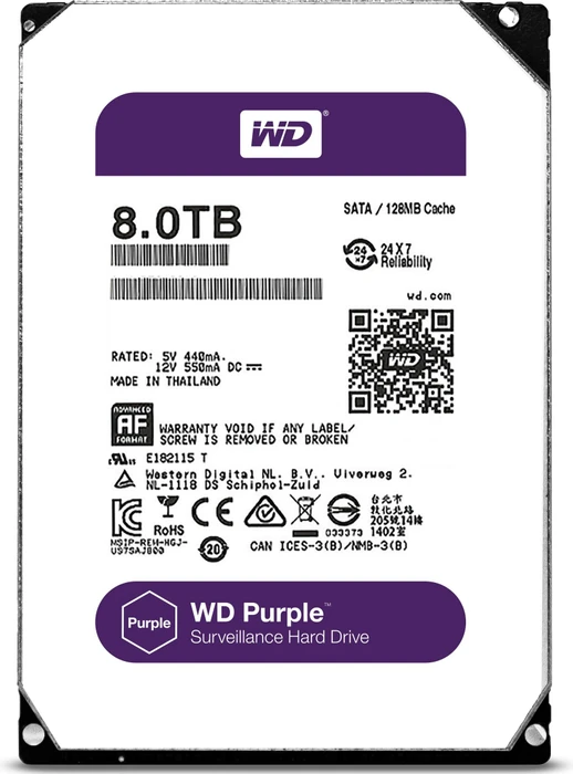 Western Digital WD Purple 8TB, 24/7, 512e / 3.5" / SATA 6Gb/s