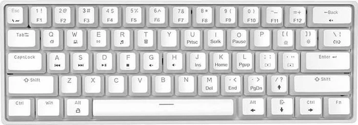 Dierya DK61SE, 60%, weiß, LEDs blau, BROWN Switches, USB, US