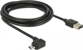 DeLOCK EASY-USB Adapterkabel, USB 2.0 Micro-B 90° horizontal gewinkelt [Stecker] auf USB-A 2.0 [Stecker], schwarz, 3m (83854)