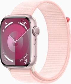 Apple Watch Series 9 (GPS) 45mm Aluminium rosé mit Sport Loop hellrosa