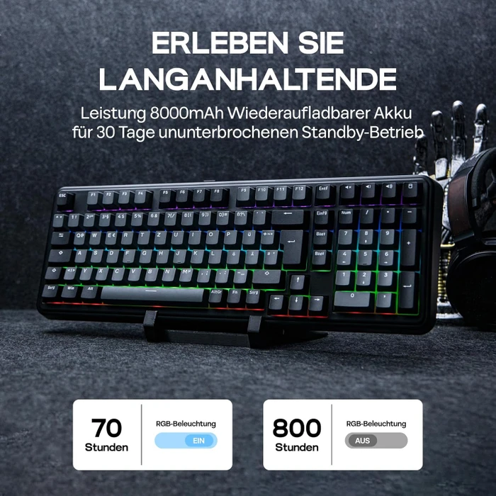 Epomaker TH99 Wireless, schwarz, LEDs RGB, hot-swap, Epomaker Sea Salt, USB/Bluetooth, DE