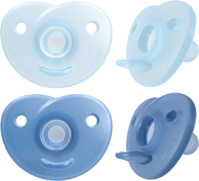 Philips Avent SCF099/26 Soothie Shapes Beruhigungsschnuller, 0-6M, Silikon, blau/hellblau, 2 Stück
