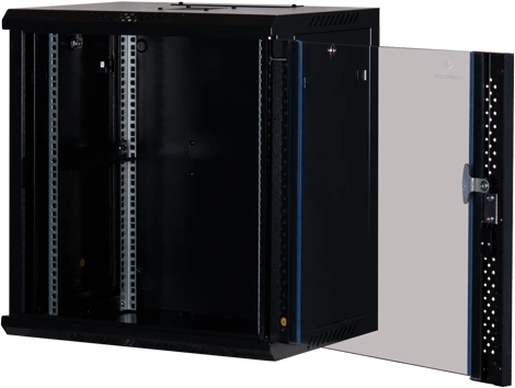 Rockstable 19" Wandschrank 12HE, Sicherheitsglastür, IP2X, schwarz, 440mm tief