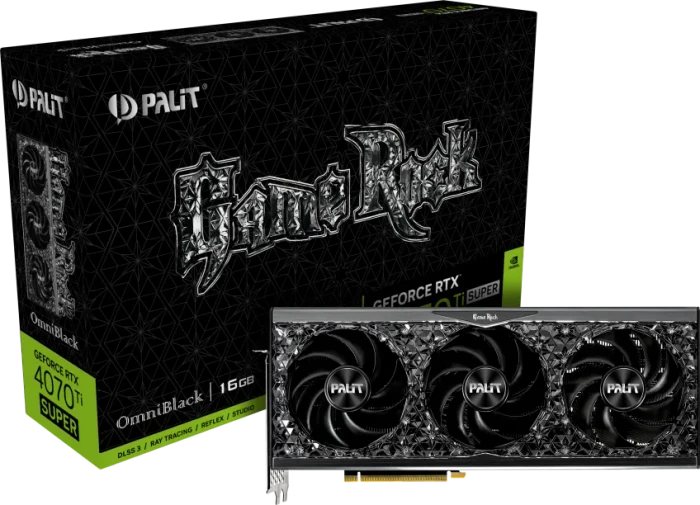 Palit GeForce RTX 4070 Ti SUPER GameRock OmniBlack, 16GB GDDR6X, HDMI, 3x DP