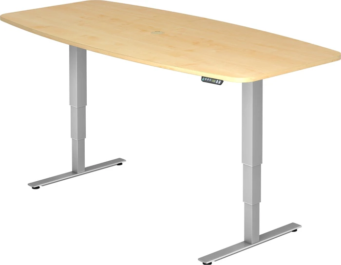 Hammerbacher Ergonomic Aktiv XDSM22/3/S elektrisch höhenverstellbarer Konferenztisch 220x103cm Ahorn/silber