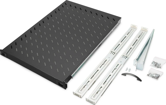 Digitus ausziehbarer Fachboden für Netzwerk- und Serverschränke, 19", schwarz, 1000mm Einbautiefe, 1HE