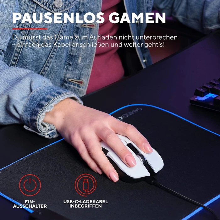 Trust Gaming GXT 923W YBAR Wireless Gaming Mouse weiß/schwarz, USB