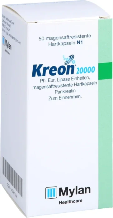 Kreon 20.000 Ph.Eur.Lipase Einheiten magensaftresistent Hartkapseln, 50 Stück