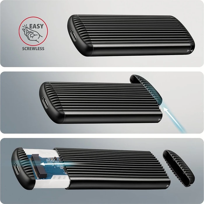 Axagon M.2 Festplattengehäuse, M.2 PCIe, Ribbed Box, USB-C 3.1