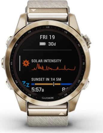 Garmin Fenix 7S Sapphire Solar cream gold titanium/cream heather