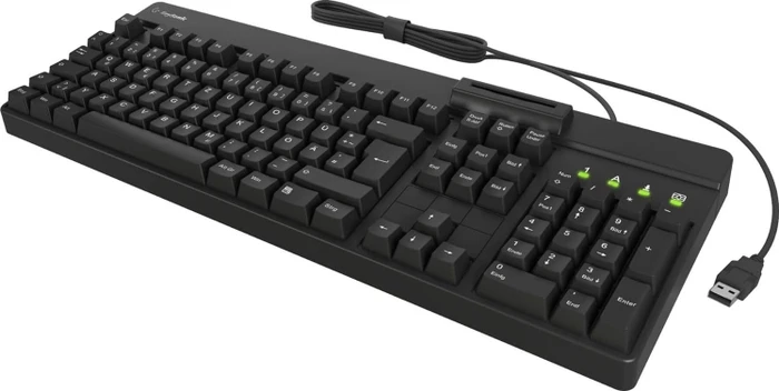 KeySonic KSK-8040U-CR Dual-Dynamics Tastatur, schwarz, mit Kartenleser, USB, DE
