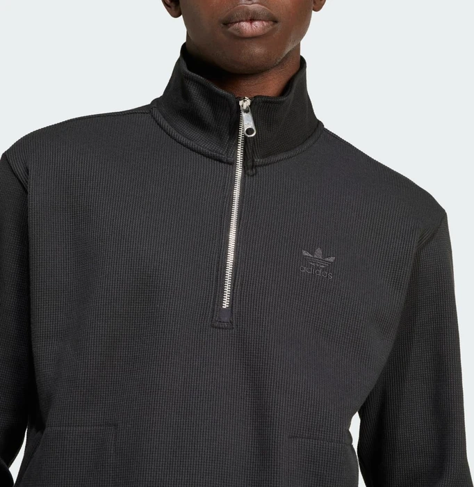 adidas Trefoil Essentials Waffle 1/2 Zip Sweatshirt schwarz (Herren)