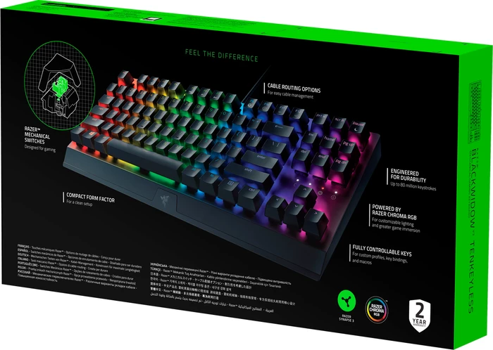 Razer BlackWidow V3 Tenkeyless, Razer GREEN, USB, UK