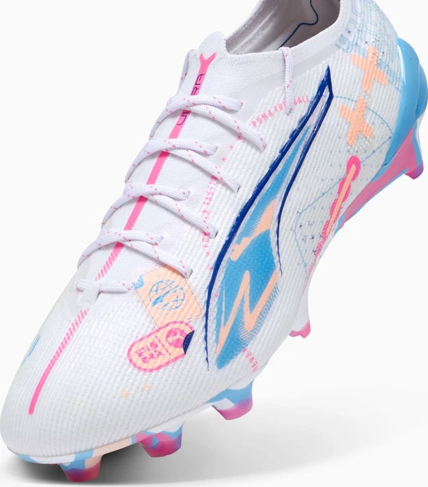 Puma Ultra 5 Ultimate Volume UP FG puma white/luminous blue/poison pink/fizzy melon