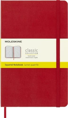 Moleskine Klassik Notizbuch, 130x210mm, kariert, fester Einband Large, scharlachrot, 240 Blatt