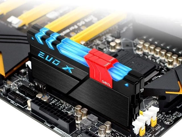 GeIL EVO X schwarz/rot UDIMM 16GB Kit, DDR4-2400, CL16-16-16-36
