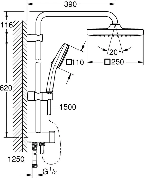 Grohe Vitalio Comfort 250 Flex Duschsystem chrom