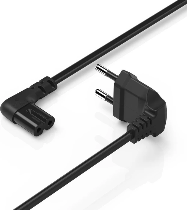 Hama Euro-Netzkabel gewinkelt/gewinkelt, 1.5m schwarz