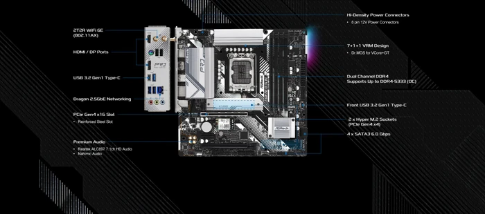 ASRock B760M Pro RS/D4 WiFi (Intel 1700)