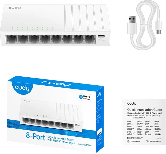 Cudy GS100 Series Desktop Gigabit Switch, 8x RJ-45