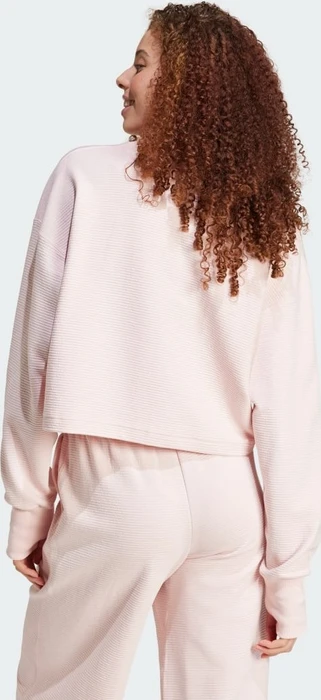 adidas ALL SZN Ribbed V-Neck Sweatshirt sandy pink (Damen)