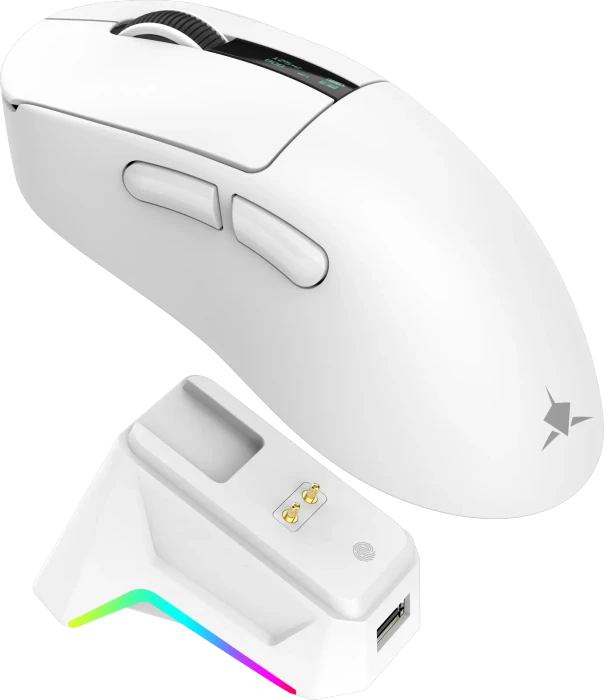White Shark Gawain Wireless Gaming Mouse mit Ladestation, weiß, USB/Bluetooth